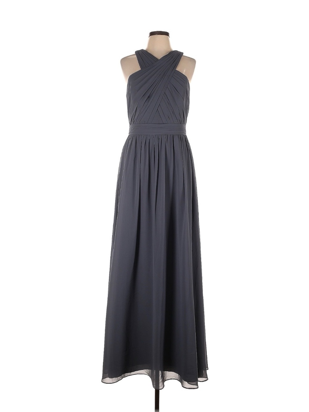 Elegant Charcoal Crisscross Halter Maxi Dress